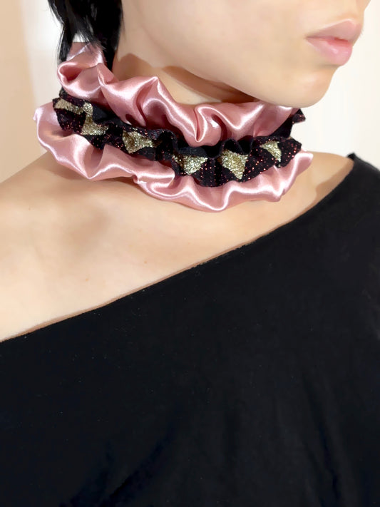 Dusty Rose Soft Harley Quinn Choker Necklace Without Beads